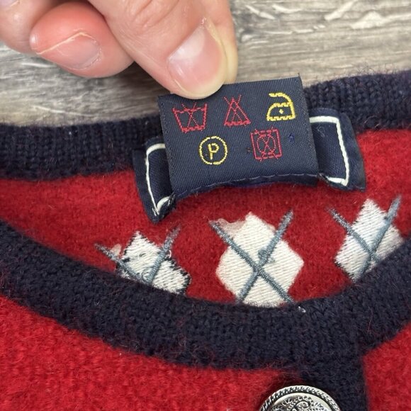 Item Co Red Boiled 100% Wool Metal Button Cardigan Sweater Womens S Embroidered - Picture 14 of 16